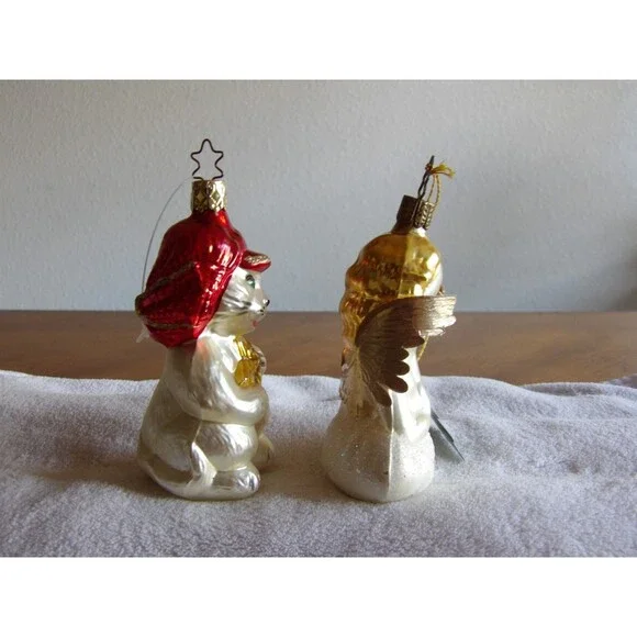 Whitehurst Blown Glass Angel Christmas Ornament Germany Cloud White Gold Glitter - Picture 4 of 10